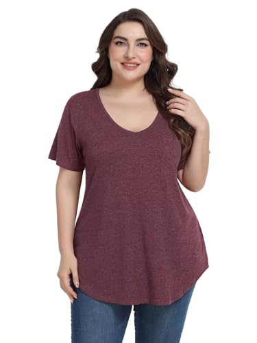 Image of BELAROI Women Plus Size Tops V-Neck Tunics Shirts