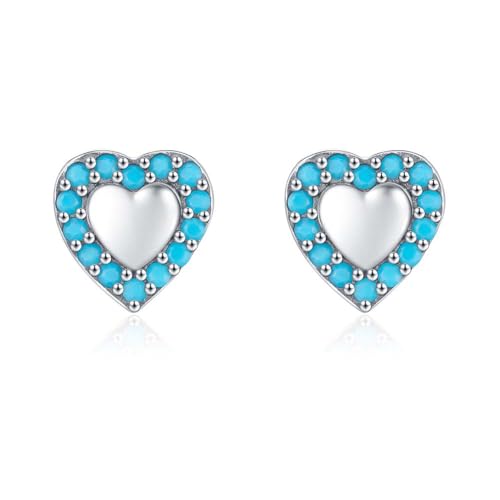 Boucles d'oreilles turquoise uniques et clous d'oreilles love en argent