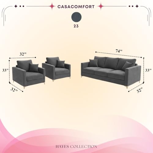 Image of Hayes Rich Velvet Suede 3+1+1 Seater Sofa Set | Golden Aesthetic Legs | Soft Touch Comfort Seating | 5 Person Seating | Modern Living Room Set (Dark Grey)