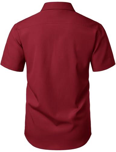 Image of JEMITOP Mens Stretch Wrinkle Free Texture Shirts