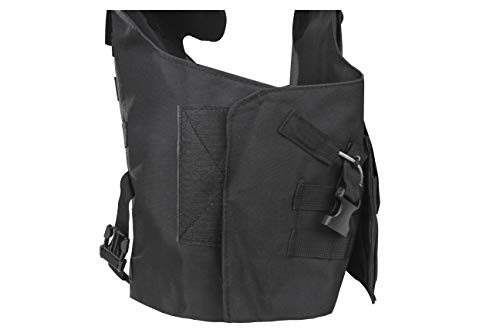 Tactical Airsoft Vest w/US Flag Patch and Triple Pouches (black, small-large)