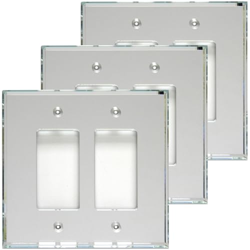 GlassAlike® Double Decora (GFI) | Premium 3/16" Thick Acrylic Mirror GFCI/Rocker Wall Plate Cover with Gasket/Frame for Flush Mount | Oversized - 5¼"x