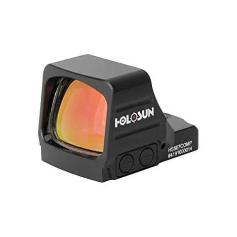 HOLOSUN HS507COMP Red CRS 2 MOA Dot & 8/20/32 MOA Circle Reflex Pistol Sight with Large Objective Lens - Durable Shake-Awake Parallax-Free Aluminum Handgun Sight Cover
