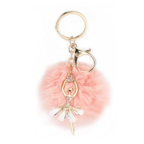 MUCOOS Süßer Kristall Ballett Schlüsselanhänger, Rosa Fellball Anhänger, Schlüsselanhänger Für Mädchen, Präzises Tänzer Schlüsselanhänger-Zubehör, Verträumtes Design, Geschenk Für Frauen