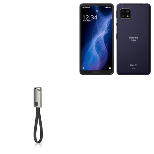 BoxWave Cable Compatible with Sharp Aquos sense5G - USB Type-C Keychain Charger, Key Ring USB Type-C to Type-A 8 in USB Cable - Jet Black