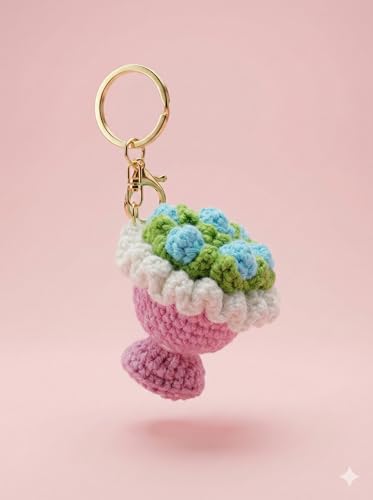 Image of Handmade Crochet Flower Keychain for Bags Keys Purse Backpack Cute Aesthetic Yarn Keyring Bag Charm Handmade Soft Thread Flower Keychain for Girls Women Kids Gifting and Daily Use