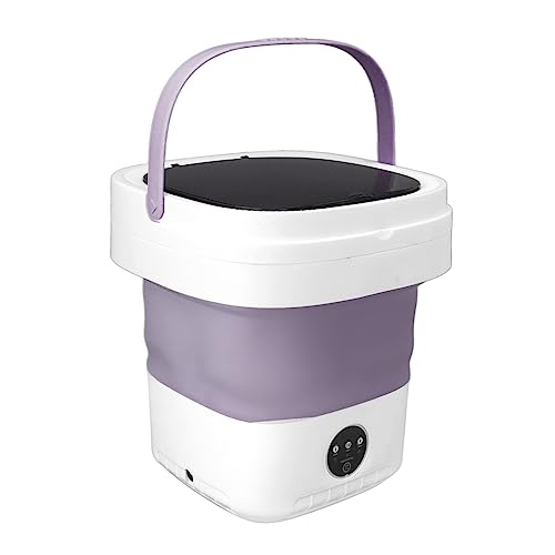 Mini Lavadora de Cubos Portátil de 7,5 L, Lavadora Plegable con Centrifugado Suave y Tubo de Drenaje de 100 a 240 V (PURPLE)