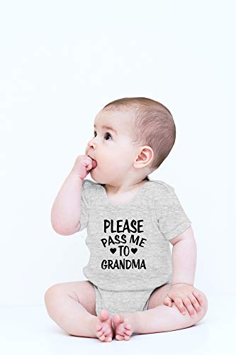 CBTwear Please Pass Me To Grandma Baby Bodysuit Funny Infant Outfit Cute Newborn Clothes Unisex Romper (6 Months, Heather Grey)2