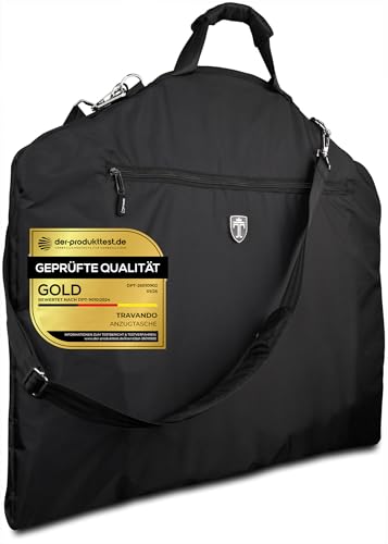 Travando Anzugtasche mit 15' Laptopfach und Schultergurt - Kleidersack Anzug Transporttasche Aufbewahrung Kleidertasche Business Reisen Flug Kleiderhülle Anzughülle Anzugsack Anzugkoffer