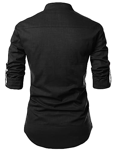 Image of FINIVO FASHION Men's Cotton Blend Solid Full Sleeve Short Kurta Shirt, Regular Fit Solid Pattern Mandarin Collar Straight Kurta Shirt