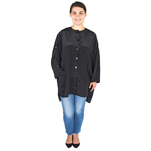 Large Hair Stylist Smock - Stylist Tunic - Plus Size Smock - Salon Smock with Pockets - Stylist Jacket for Women - Plus Size Hairdresser Smock - Black Esthetician Jacket - Hair Cutting Jacket