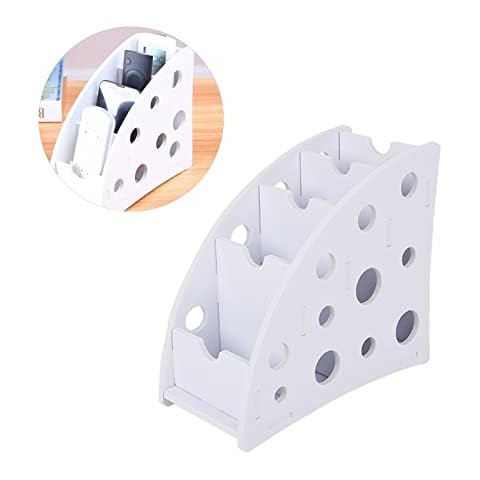 Plastic Wood Pen Pencil Holder Container for Office Holder Mounted Media Organizer Storage Box Detachable Desktop Organizer Holder Container Box White for Desktop Pen, Pencil, Phones, Remote Control Cover
