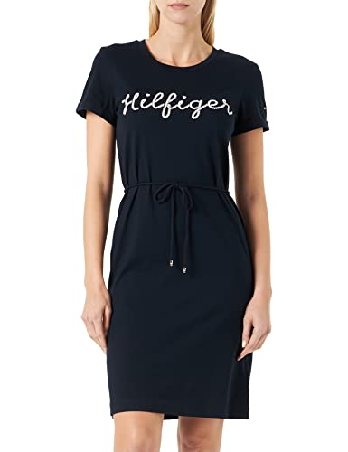 Tommy Hilfiger Damen T-Shirt Kleid Rope Puff Print Baumwolle, Blau (Desert...