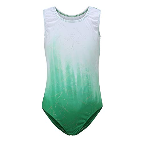 Image of Girls Gymnastic Leotards Sleeveless Gradient Color Spark Splash Dance Bodysuit