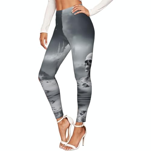 Leggings blancos de calavera para mujer: comodidad suave del gimnasio al día a día
