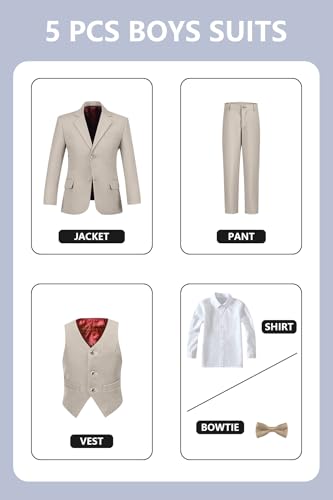 Image of Boys Suit for Kids Formal Slim Fit Tuxedo Suits Ring Bearer Outfit