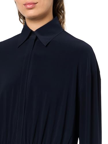Image of Norma Kamali Oversized Boyfriend Neck Shirt Shirred Bottom Mini Dress