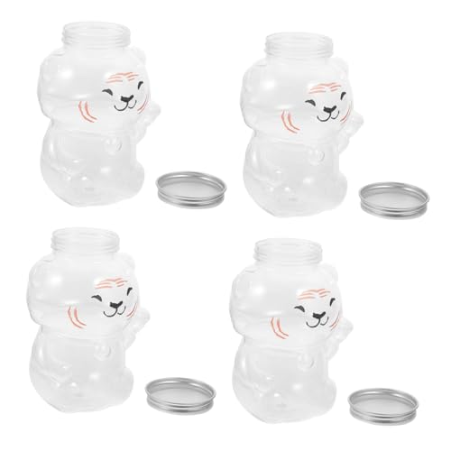 AUTSUPPL 4Pcs Reusable Animal Shape Juice Bottles Leak Containers for Milk Jam Honey Beverages Cute Compact Design for Family for Festivals