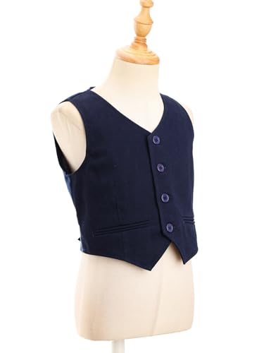 ACSUSS Kids Boys Wedding Party Formal Waistcoat Sleeveless V Neck Button Down Vest Jacket3