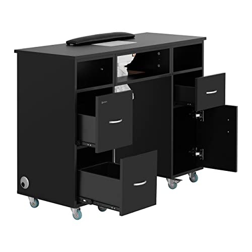 Physa Phy-MT-8 Nageltisch 1.200 x 420 x 800 mm Schwarz - mit Staubabsaugung und Handablage Maniküretisch Nagelstudio… – Bild 6