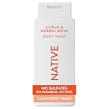 Native Body Wash Contains Naturally Derived Ingredients | For Women & Men, Sulfate, Paraben, & Dye Free Leaving Skin Soft and Hydrated | Citrus & Herbal Musk 18 oz