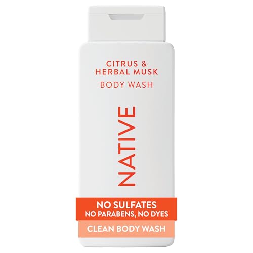 Image of Native Clean Body Wash, Gentle & pH-balanced for Sensitive Skin, 24-Hr Freshness for Men & Women, Vegan & Cruelty-Free, Free of Sulfates & Parabens, Citrus & Herbal Musk, 18 fl oz