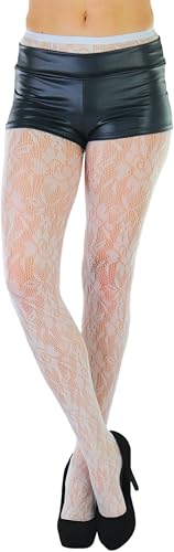 Image of ToBeInStyle Women's Elegant Floral Lace Inspired Spandex Net Full Length Tights