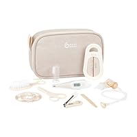Babymoov Babypflege-Set, Kompakt & praktisch, Ab der Geburt, 9 wichtige Accessoires, darunter Haarbürste, digitales Thermometer, Badethermometer, kleiner Nagelknipser, Nagelschere, Nagelfeile, Sand