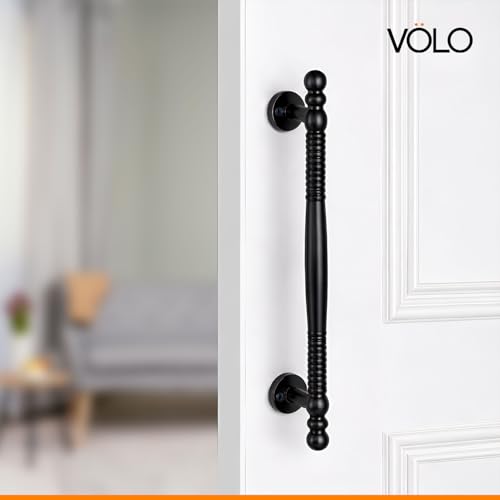 Image of VOLO Main Door Pull Push Handle | Door Handle for Home Office | Interior Exterior Door Hardware Pull Handle | (Pack of 2 Pieces, Black, 12 Inch (300MM))