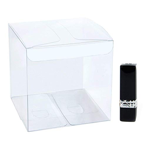 Laribbons 50Pcs Pet Clear Box, Transparent Boxes, Candy Box, Clear Gift Boxes For Wedding, Party And Baby Shower Favors, 4" L X 4" W X 4" H #TOP2