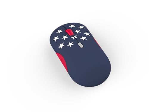 Image of Lenovo 350 Bluetooth Silent Mouse (Fan Edition), Wireless Ergonomic Ambidextrous Design, Bluetooth 5.3, Adjustable DPI up to 2400, 36 Month Battery Life, Recycled Materials, USA Flag