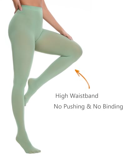 Image of DUCMODA Womens 80 Denier Opaque Tights, Women's Soft Solid Color Footed Pantyhose, High Waist Stocking with 30+ Colors