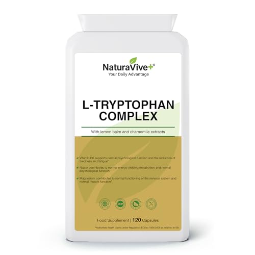 NaturaVive+ L-Tryptophan Complex 120 Capsules | One a Day | with Vitamin B6 Niacin and Magnesium | Food Supplement