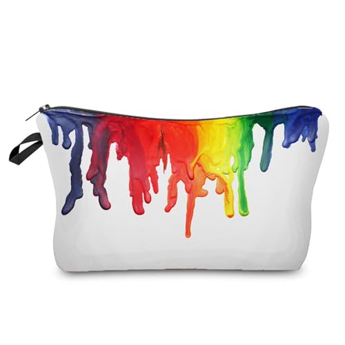 Neceser Maquillaje Color Minimalista Portátiles Neceser Pequeño con Cremallera,Bolsa Maquillaje para Mujer,Monedero Pequeño Impresa