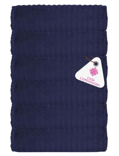 Image of Casa Copenhagen - Egyptian Cotton Emerald 6 Pcs Face Towel (30 X 30 cm) Colour : Navy Blazer