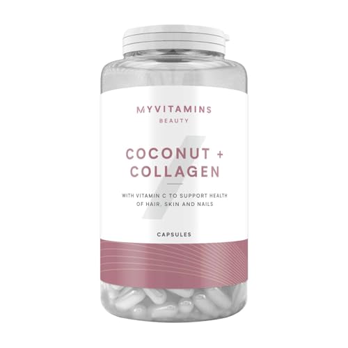 Myvitamins Coconut & Collagen Capsules | Marine Collagen, Coconut Oil & Vitamin C for Skin Hydration, Hair Health & Anti-Ageing Support | 180 Capsules | High-Strength Beauty Supplement