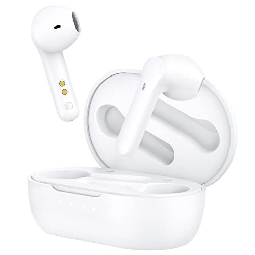 Wireless Earbuds,Thohia Bluetooth Earphones Wireless Charging/Type-C, Hi-Fi Stereo&Silicone Ear-Cap,White Wireless Earphones Bluetooth, Bluetooth Earbuds for iPhone Android,Touch Control, 3 Modes