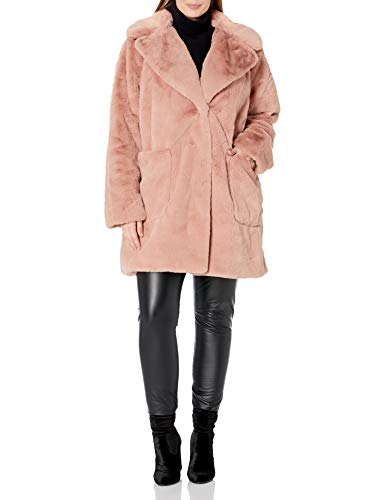 RACHEL Rachel Roy Women's Plus Size Solid Faux Fur Coat, Blush, 2X