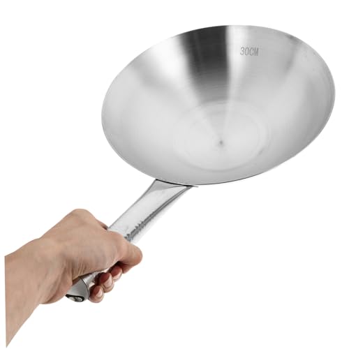 Wok chino de acero inoxidable con mango resistente al calor miniatura 4