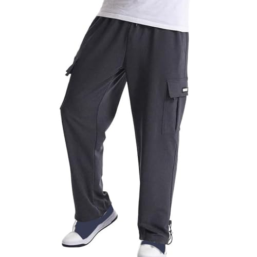 Men's Cargo Pants Baggy Joggers Drawstring Straight Leg Trousers Athletic Open Bottom Workwear with Pockets2