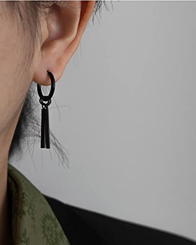 Minimalist Double Bar Small Hoop Short Dangle Drop Earrings for Men Women Boys Girls 316L Stainless Steel Charms Huggie Hinged Hoops Cartilage Helix Hypoallergenic Fashion Personalized Punk Personalized Geometric Line Stick Dangling Gifts Boyfriend Birthday Bff4