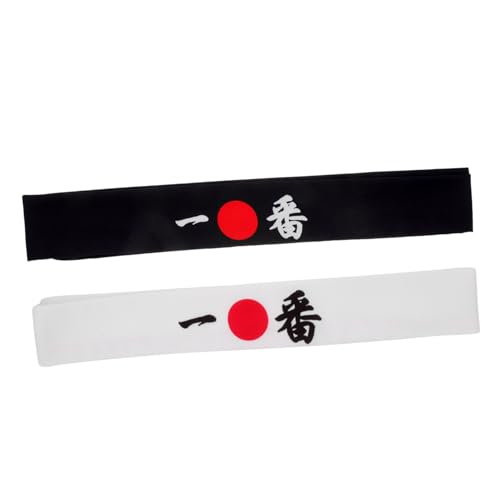 MOTHNUR 2個和風ヘッドバンド 男性用 広 コッ素材 侍 寿司職人 空手 スポーツ キュラソー対応 ヘッドギア