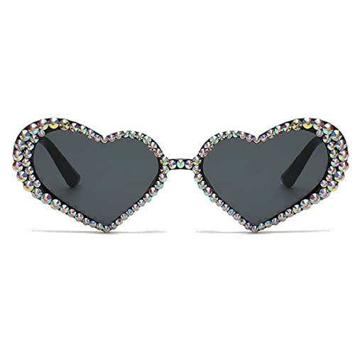 Sparkling Rhinestone Sunglasses Cute Heart Shaped Sunglasses for Women Colorful Crystal Diamond Sun Glasses