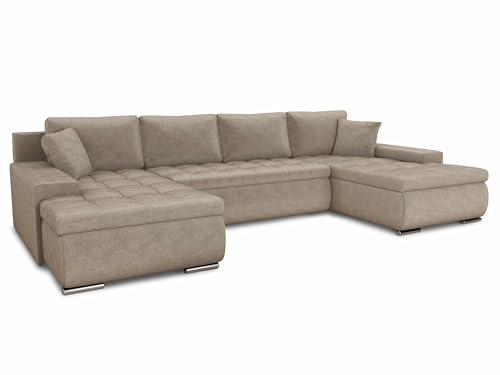 Wohnlandschaft mit Schlaffunktion Faris U-Form - Couch, Schlafsofa mit Bettkasten, Couchgranitur mit Bettfunktion, Big Sofa, Bettsofa (Beige (Paros 02)) Wohnlandschaft mit Schlaffunktion Faris U-Form - Couch, Schlafsofa mit Bettkasten, Couchgranitur mit Bettfunktion, Big Sofa, Bettsofa (Beige (Paros 02))