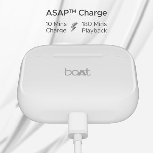 Image of Boat Airdopes 163 / Airdopes 161 Bluetooth in Ear Earbuds with 40 HRS Battery, Fast Charge, 13mm Drivers, IPX5, Quick Touch Response Control (Ivory White)