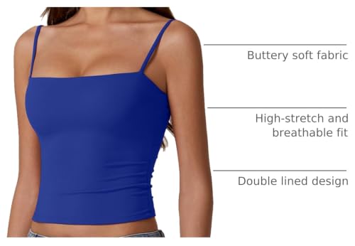 Image of QINSEN Women's Double Lined Basic Tank Top Adjustable Spaghetti Straps Sleeveless Camisole Shirts