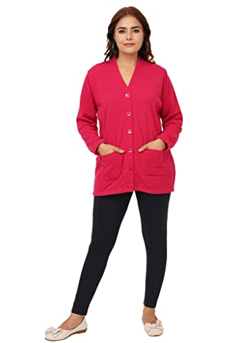 Image of Women's Woolen V-Neck Cardigan - Heavy Daffodil Fabric Winter Wear Acropolly Yarn Cardigan for Women with Front Pockets