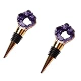 WOKHACH Decorative Wine Stopper Set of 2,Cool Wine Bottle Stoppers for Glass Bottles,Crystal Bottle Stopper Fits Standard Bottles,Fancy Decors Wine Tools (Purple Crystal)
