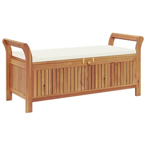 Banco de jardín en madera maciza de acacia de 126 cm con acabados elegantes 2