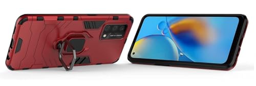 Image of Shockproof 360 Rotation Ring Holder Kickstand Hard Back Cover for Oppo A55 4G (Robot, Red)